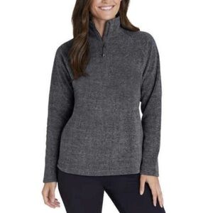 Eddie Bauer Womens Fleece Quarter (1/4) Zip Pullover - Charcoal Gray - Size S